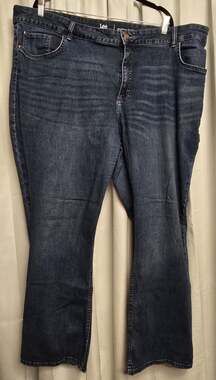 Lee Women Plus Size 26W Dark Blue Mid Rise Bootcut Stretch 5-Pocket Jeans